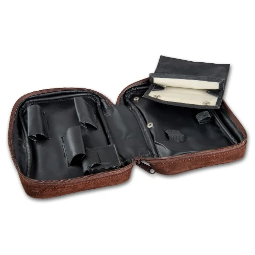 Sonderangebot Pfeifentasche 3er Wildleder braun 22x6x14