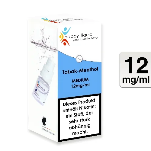 E-Liquid HAPPY LIQUID Tabak-Menthol 12 mg Versand Am Gleichen Tag
