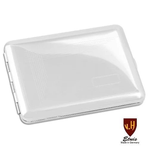 Bestseller Zigarettenetui Metall VH 18er 100mm Nickel/chro pol. Streifen Grav Gum