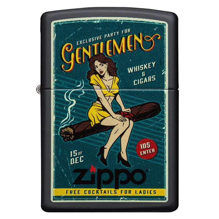 ZIPPO schwarz matt Cigar Girl Design 60005052 Solange Der Vorrat Reicht