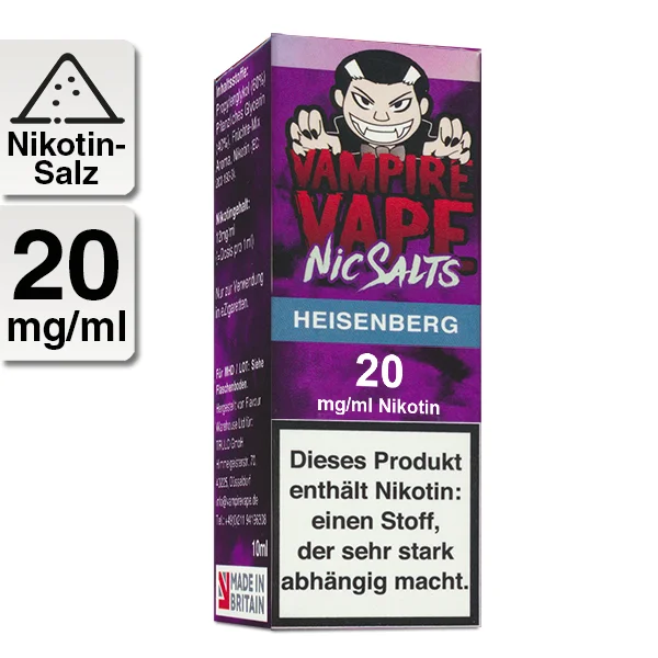 Direkt Vom Hersteller VAMPIRE VAPE Heisenberg Nic Salts 20mg