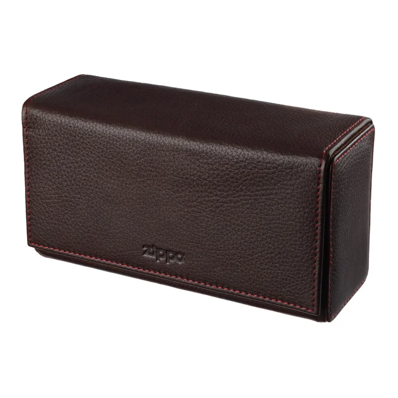Feuerzeug Tasche ZIPPO Leder braun für 4 Feuerzeuge 18x9,6x6,5 cm Top-Angebot