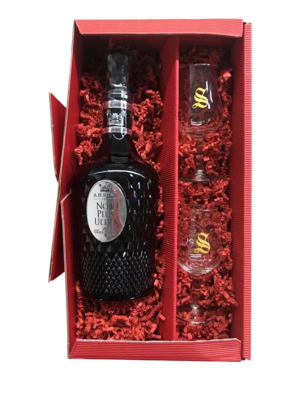 Geschenkset: A.H. Riise Rum Non Plus Ultra Black Edition 42% vol., 0,7l +2 Signatory Tasting-Gläser Sichere Zahlung