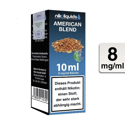 Online Kaufen Nikolquids American Blend50 PG / 50 VG 8mg