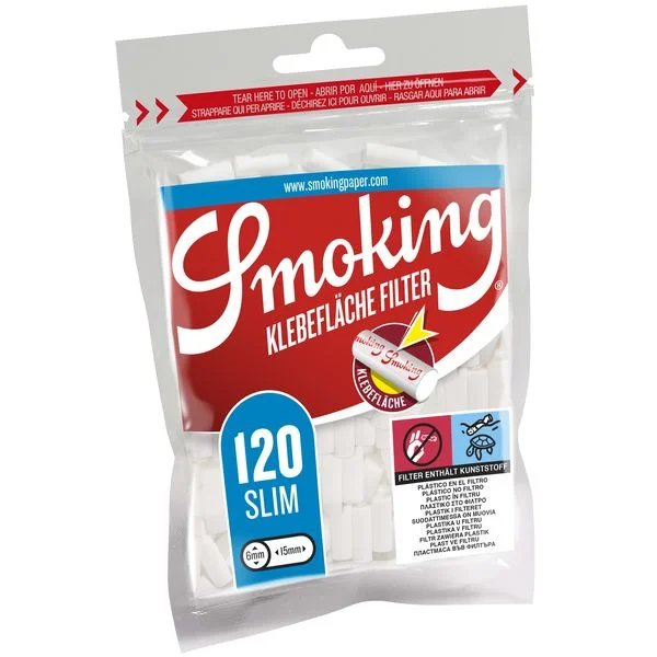 Neue Ware SMOKING Classic Slim Filter 6mm mit Klebefläche 1x120 Stück