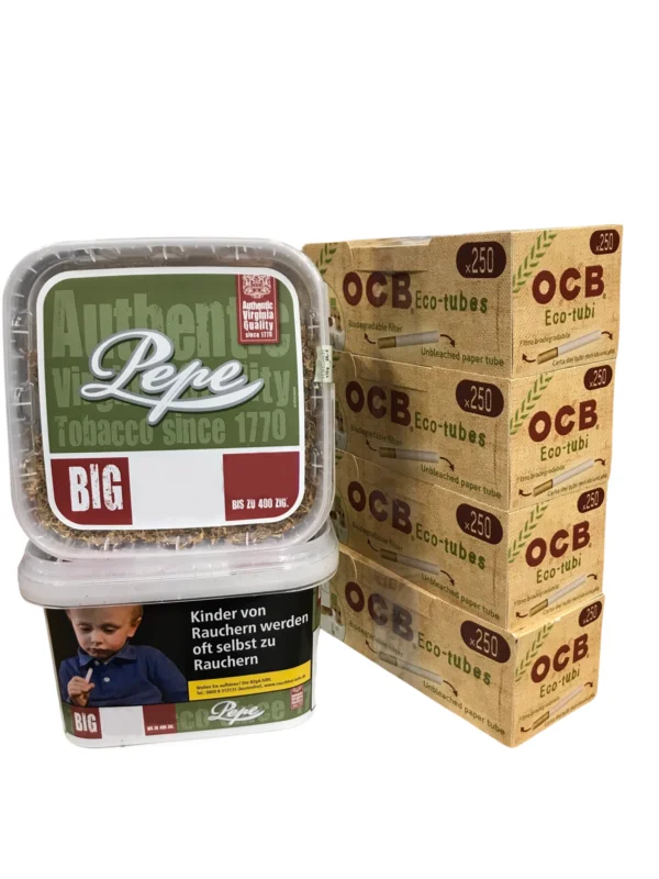 Schneller Versand 2x PEPE Rich Green 170g Eimer + 1000 OCB Organic Hülsen