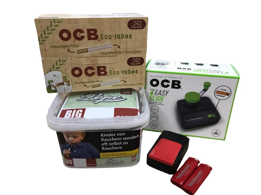 PEPE Bright Green 170g Eimer + 500 OCB Organic Hülsen + OCB Easy Slide Big + Etui inkl. 2 Feuerzeuge Top-Angebot