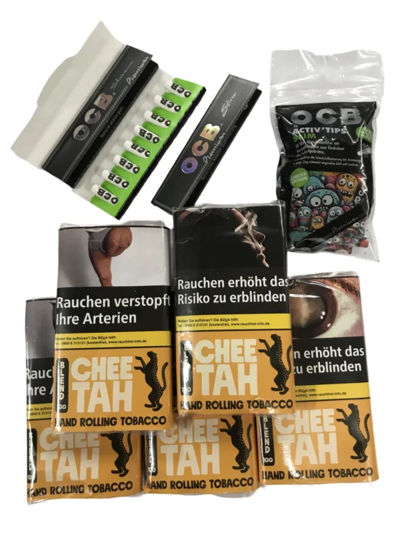Sofort Bestellen 5x Pouches CHEE TAH gelb No.100 + 1x OCB Activ Tips Slim 7mm Limited Edition + 1x OCB Schwarz Premium Long Slim + 8 Activ'Tips 7 mm + 1x OCB Premium Long Slim