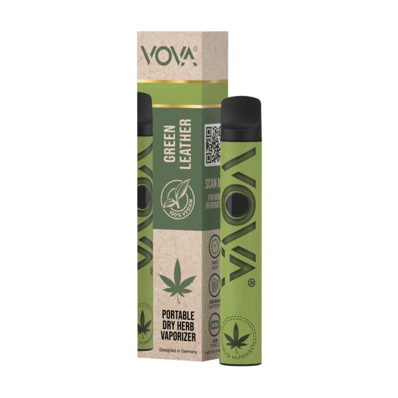 E-Vaporizer VOVA Dry Herb Green Leather 1000 mAh Highlight
