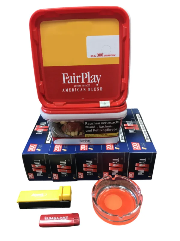 Direkt Vom Hersteller 2 Eimer FAIR PLAY Giga Box 225g + 1000 Pall Mall ROT Hülsen + Fauerzeug + Atomic Stopfer + Glasascher
