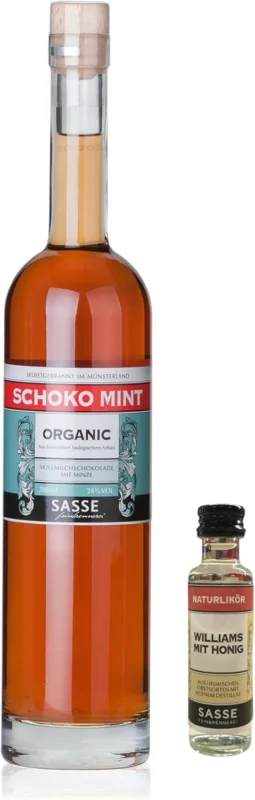 Nur Heute Sasse Bio Schoko-Minz Likör 28% vol. - 700 ml Naturlikörmit Schokolade und Minze