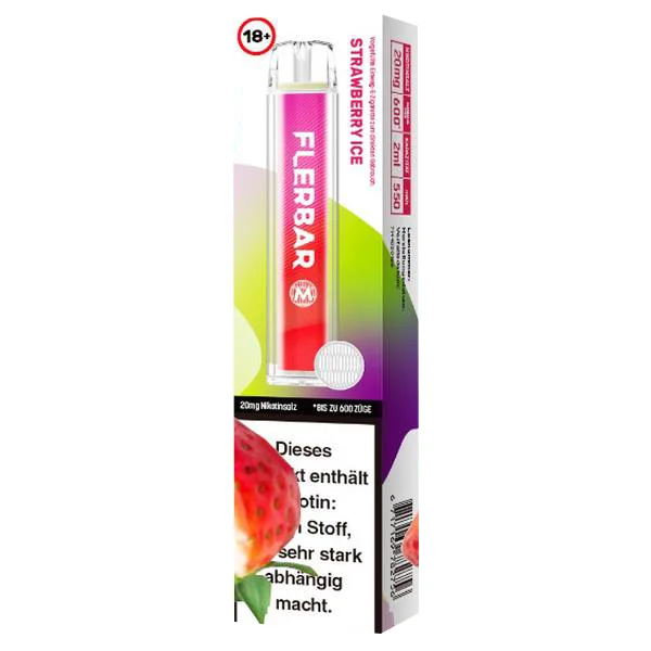 Schnäppchen E-Shisha FLERBAR M Einweg (10) Strawberry Ice 20mg 600 Züge