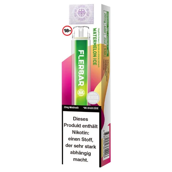 Kostenloser Rückversand E-Shisha FLERBAR M Einweg (10) Watermelon Ice 20mg 600 Züge
