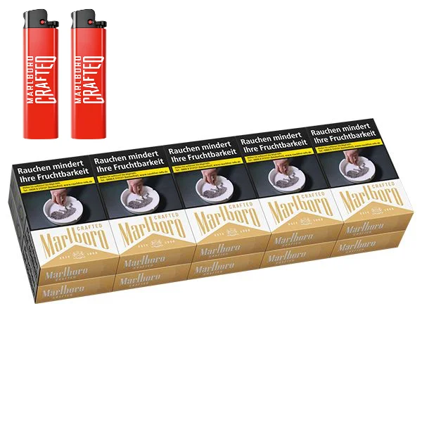 Direkt Vom Hersteller MARLBORO Crafted Gold 8,50 Euro (10x20) + 2 Marlboro Crafted Feuerzeuge