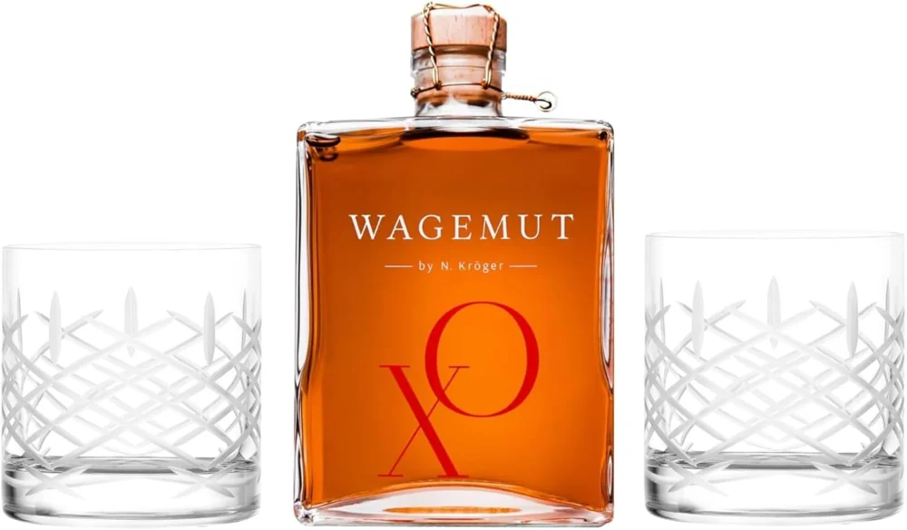 Wagemut XO Rum 700ml – 43,8 % Vol. | Mit 2 Tumbler-Gläsern | Barbados Blend | Im Cognacfass gereift (Club 340ml) Top-Angebot