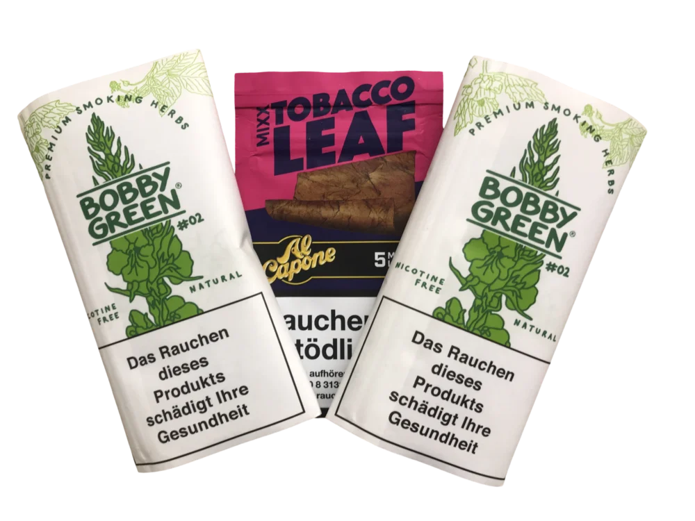 Preis Gesenkt 2x BOBBY GREEN Damiana #02 ohne Nikotin + 1x Al Capone Tobacco Leaf - Mixx