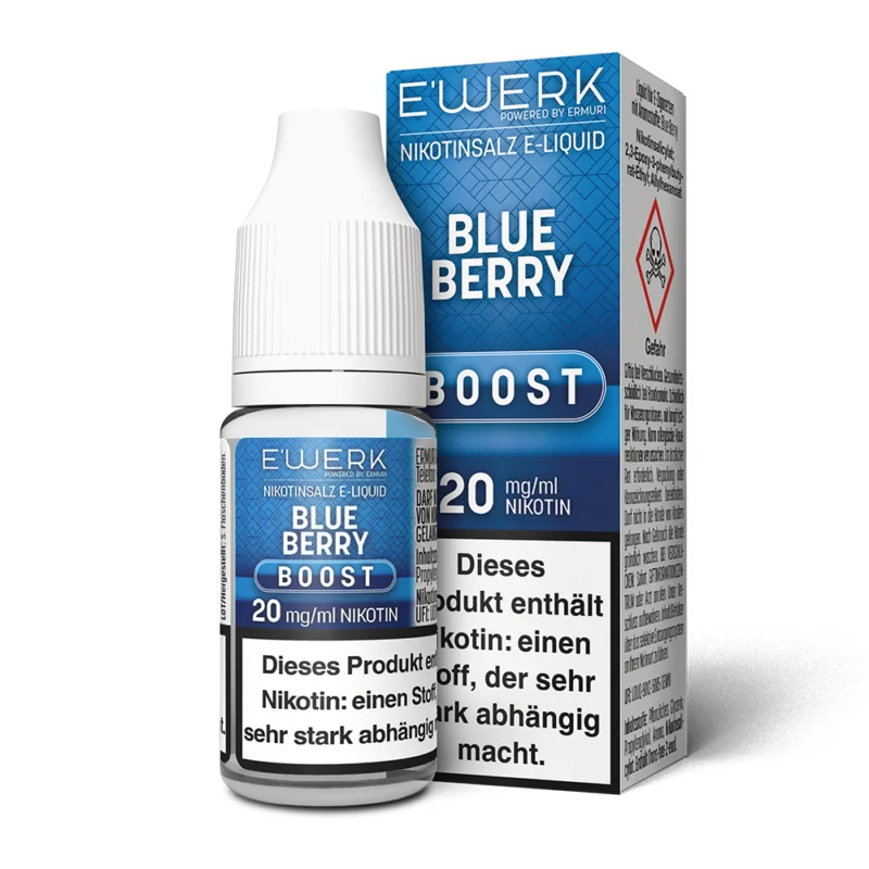 Zertifiziert E-Liquid Nikotinsalz E'WERK Boost Blueberry 20mg