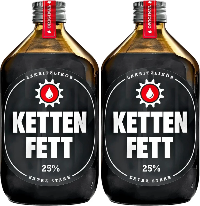 Kettenfett Lakritzlikör Extra Stark 2 Flaschen a 0,5L 25% Vol. Neue Kollektion