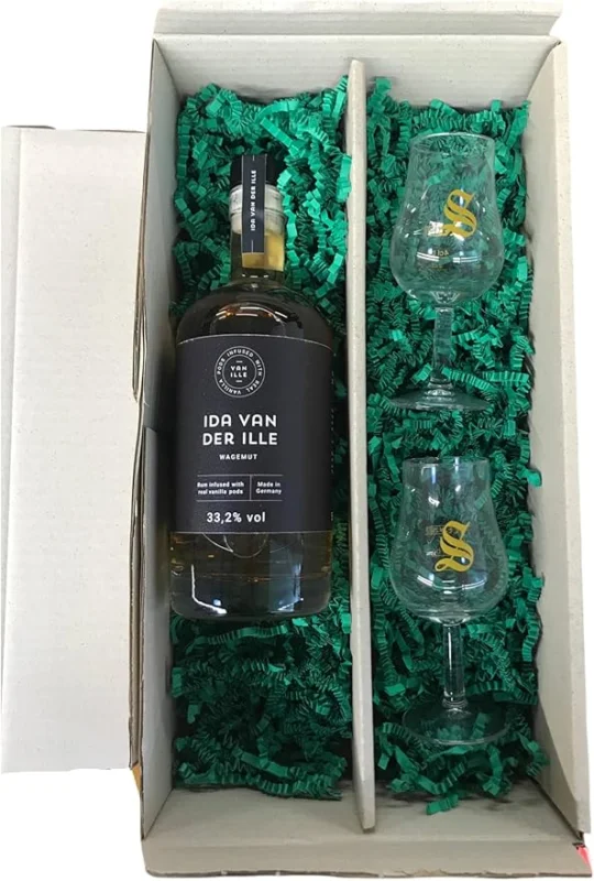 Frohe Ostern Geschenkset - Wagemut IDA VAN DER ILLE 33,2% Vol. + 2 hochwertige Signatory-Gläser (1 x 0,5 Ltr.) Garantierte Lieferung