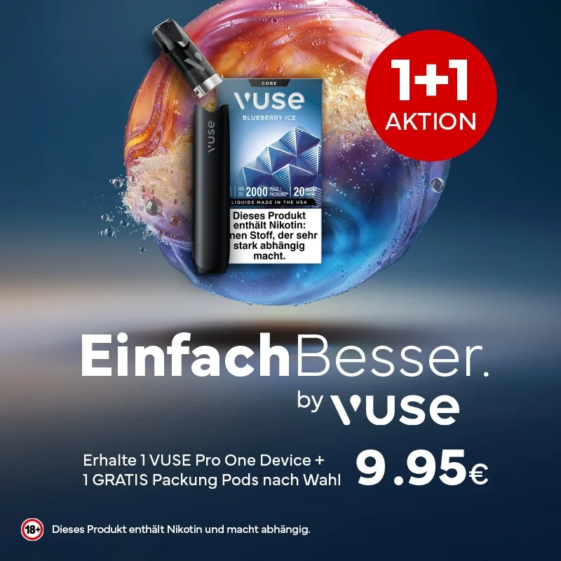 1+1 | Vuse Pro One Pen Aqua + Vuse Pods Creamy Tobacco 20mg Top-Angebot