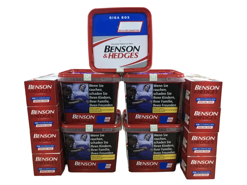 Echt 5x BENSON & HEDGES Volumen Red Tera Box 315g+ 2000 Benson&Hedges Hülsen