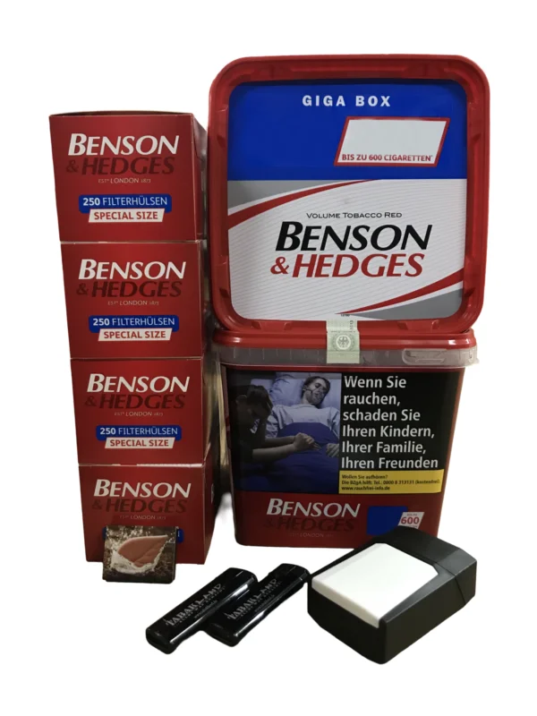 2x BENSON & HEDGES Volumen Red Tera Box 315g+ 1000 Benson&Hedges Hülsen + Etui inkl. 2 Feuerzeuge + Tabakbefeuchterstein(BRAUN) Meistverkauft