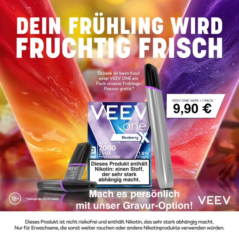 ! 1+1 ! VEEV ONE Kit Silky Grey + 1 Pack Veev One Pods Blue Mint 20mg(2 Stück) Expressversand