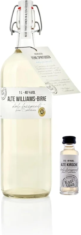 Kostenloser Rückversand Birkenhof Alte Williams Birne 1l 40% Vol. + Birkenhof Probe 0,02l