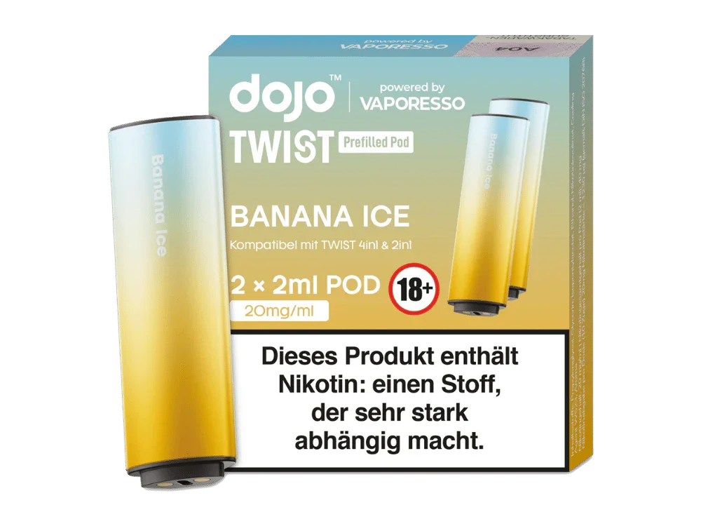 Neu Vaporesso - Dojo - Twist Pod Banana Ice 20 mg/ml (2 Stück pro Packung)