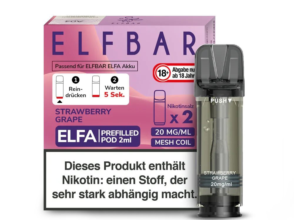 Elfbar - Elfa Pod Strawberry Grape 20 mg/ml (2 Stück pro Packung) Must-Have
