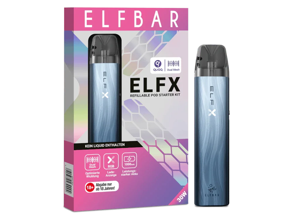 Elfbar - Elfx E-Zigaretten Set blau 100er Packung Kostenloser Rückversand