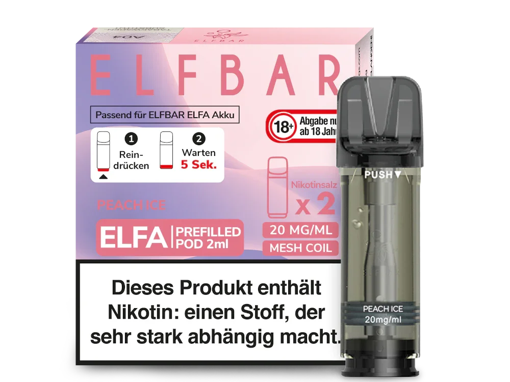 Gratis Versand Elfbar - Elfa Pod Peach Ice 20 mg/ml (2 Stück pro Packung)