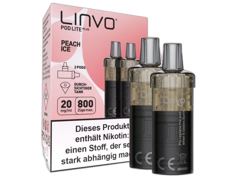 Zertifiziert Linvo - Pod Lite Plus Cartridge Peach Ice 20 mg/ml (2 Stück pro Packung)