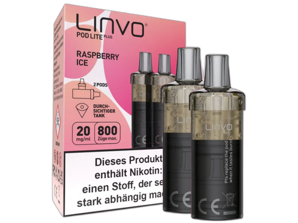 Top-Preis Linvo - Pod Lite Plus Cartridge Raspberry Ice 20 mg/ml (2 Stück pro Packung)