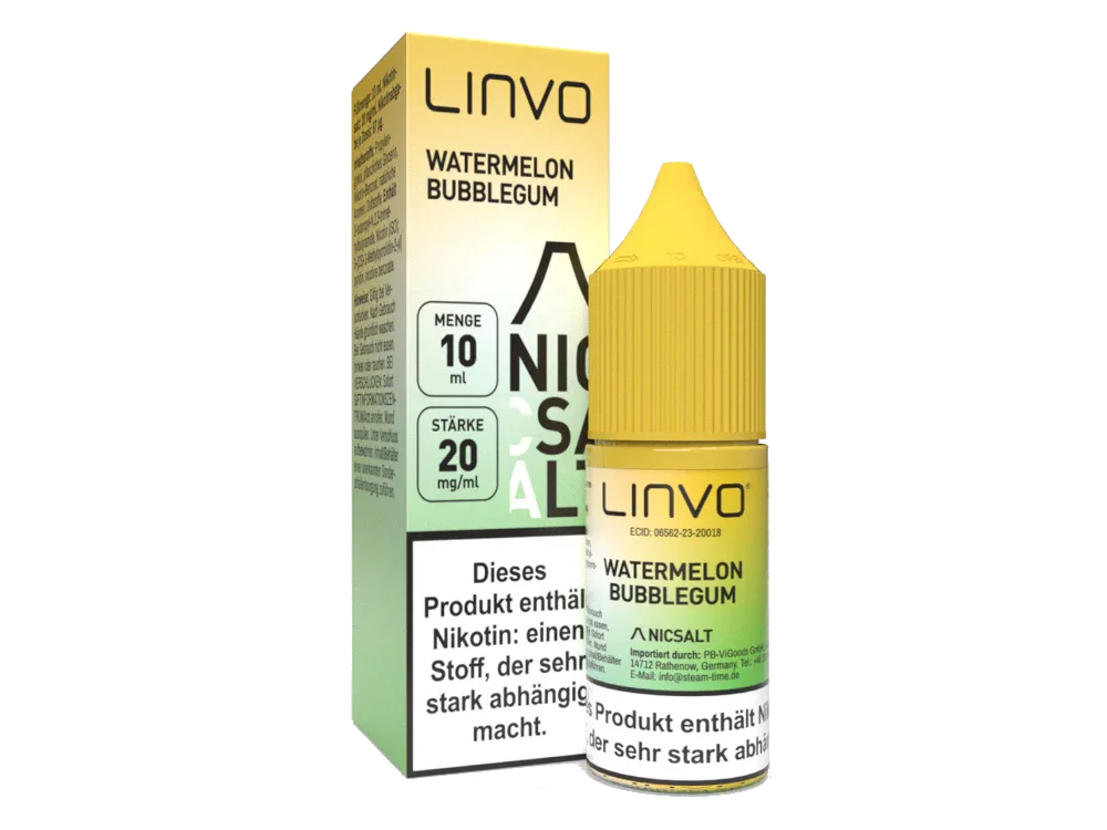 Markenprodukt Linvo - Watermelon Bubblegum - Nikotinsalz Liquid 20 mg/ml 10er Packung