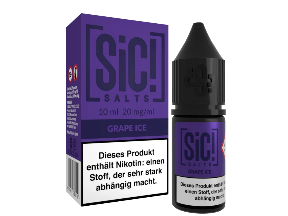 Versand Am Gleichen Tag SiC! Salts - Grape Ice - Nikotinsalz Liquid 20 mg/ml 5er Packung