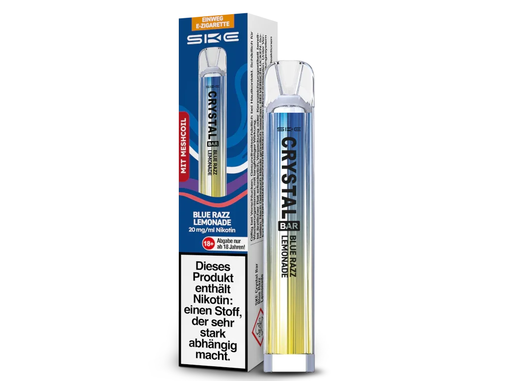 SKE - Crystal Bar Einweg E-Zigarette - Blue Razz Lemonade 20 mg/ml Gratis Versand