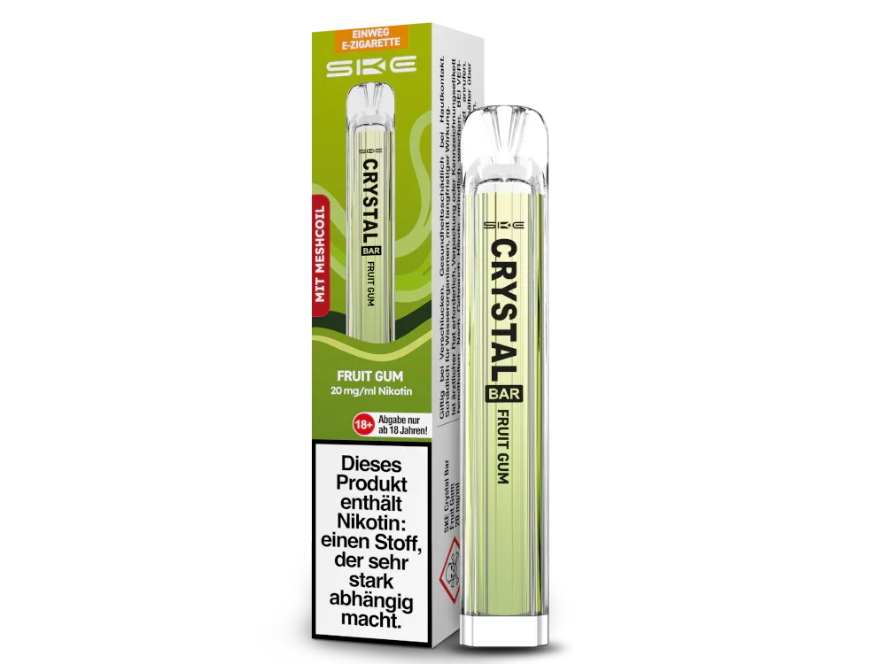 SKE - Crystal Bar Einweg E-Zigarette - Fruit Gum 20 mg/ml 10er Packung Letzte Chance