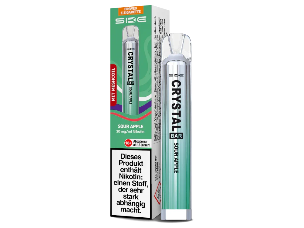 Nur Heute SKE - Crystal Bar Einweg E-Zigarette - Sour Apple 20 mg/ml 400er Packung