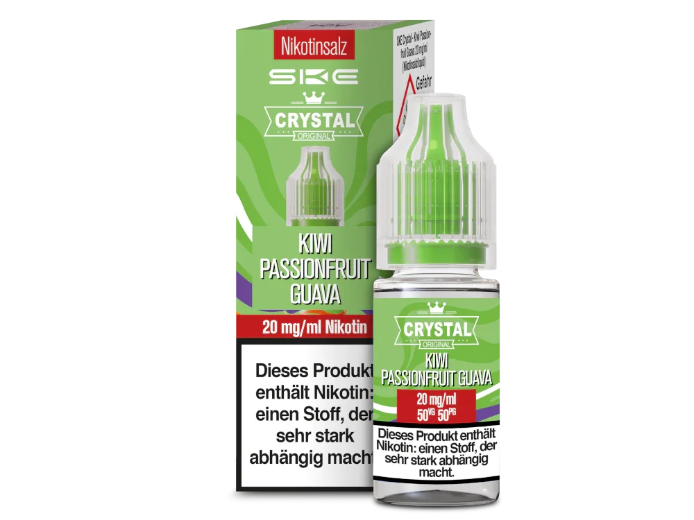 Direkt Vom Hersteller SKE - Crystal - Kiwi Passionfruit Guava - Nikotinsalz Liquid 20 mg/ml 10er Packung