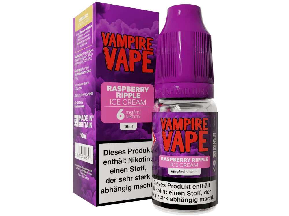 Direktkauf Vampire Vape - Dessert Collection - Raspberry Ripple Ice Cream E-Zigaretten Liquid 6 mg/ml 10er Packung