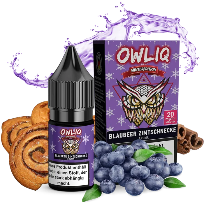 Versand Am Gleichen Tag Owliq Liquid - Blaubeer Zimtschnecke Nikotinsalz 10ml | 20mg/ml