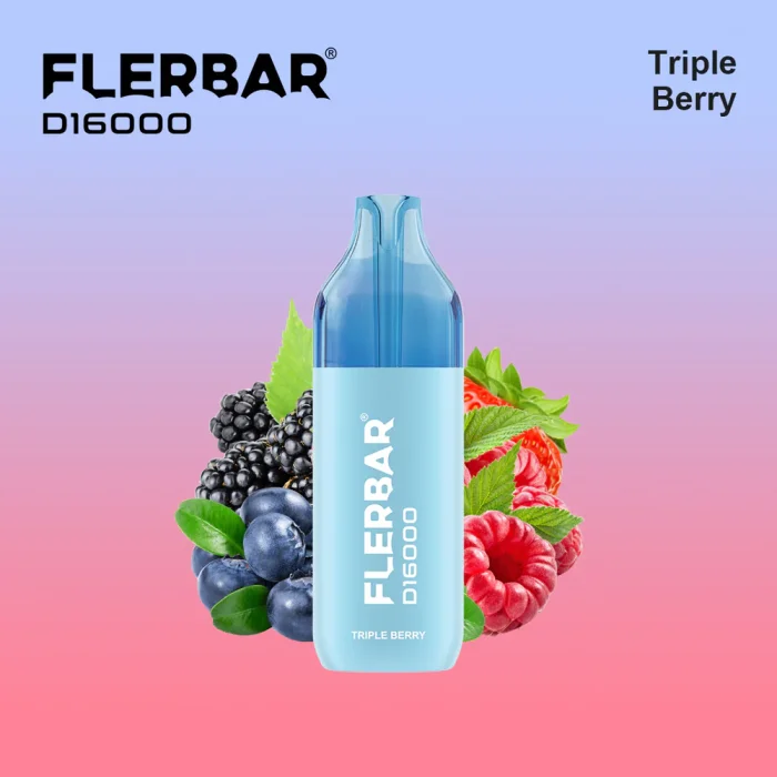 Neuheit Flerbar D16000 - Triple Berry 20mg/ml (Bundle Pod+Akku)