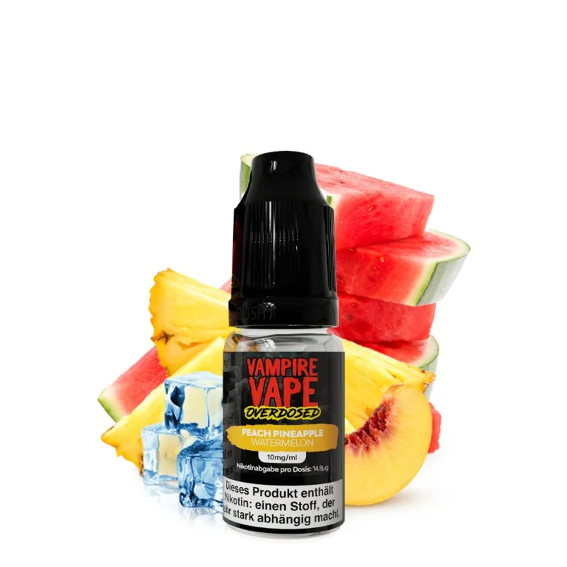 Kostenloser Rückversand VAMPIRE VAPE OVERDOSED - Pineapple Peach Watermelon Nikotinsalz Liquid