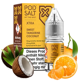 Kostenloser Rückversand Pod Salt Xtra - Sweet Tangerine Coconut - 10 ml Nikotinsalz Liquid