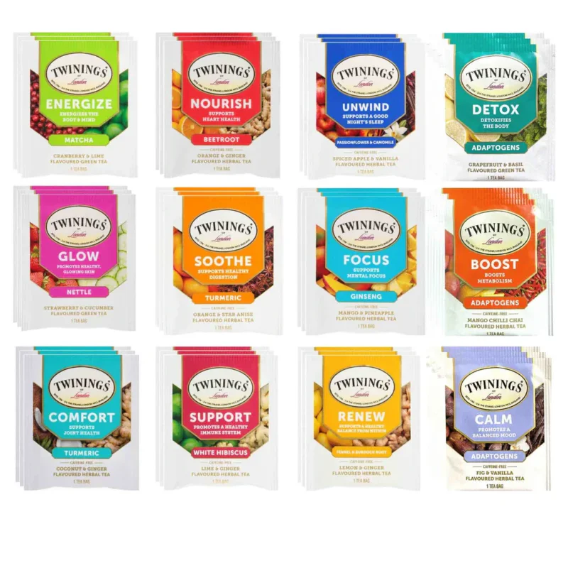 Twinings Wellness- und Immuntee-Probierset - Koffeinfrei und koffeinhaltige Auswahl - 36 Stück, 12 Geschmacksrichtungen Finale Aktion