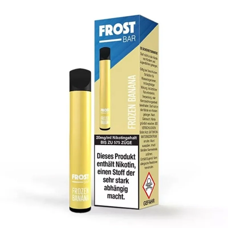 Frost Bar Vape Frozen Banana Einweg E-Zigarette 20mg Nikotin 600 Züge Neue Kollektion