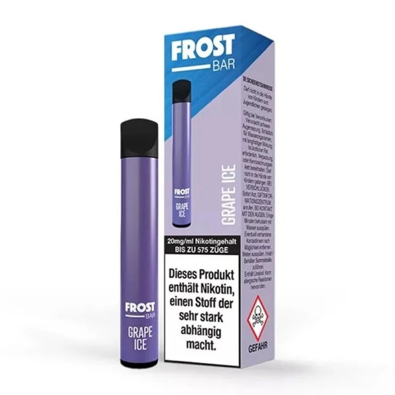 Top-Angebot Frost Bar Vape Grape Ice Einweg E-Zigarette 20mg Nikotin 600 Züge