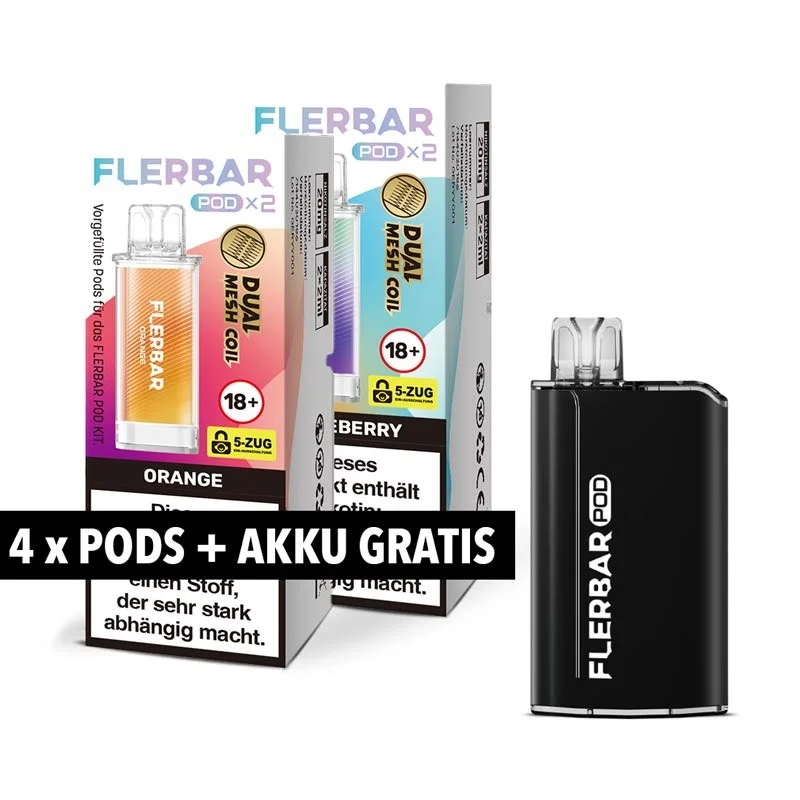 Flerbar Pod Bundle - 4 Pods + Akku gratis Günstig