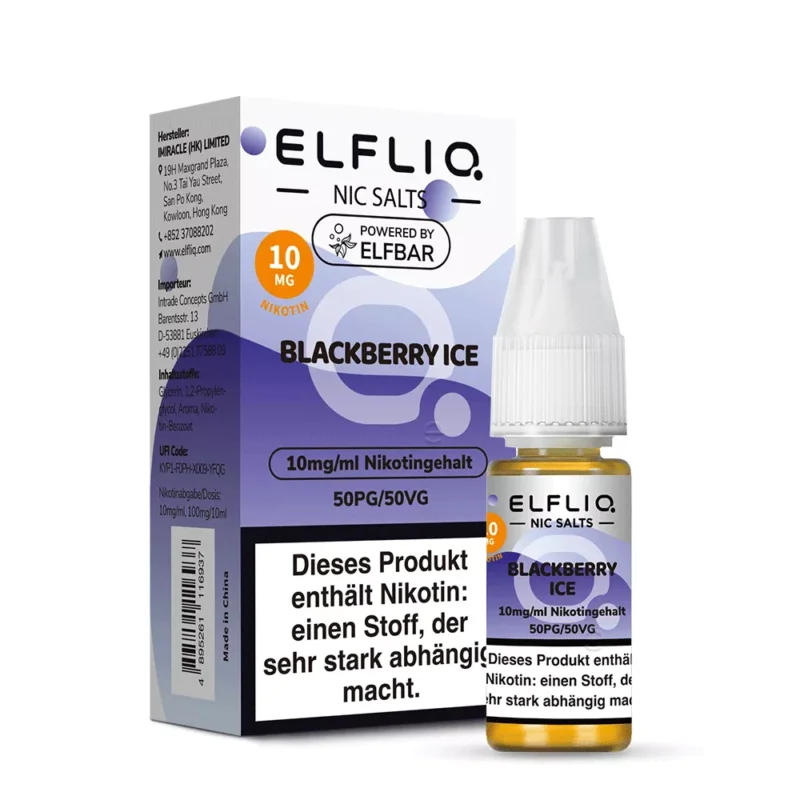 Elfliq Blackberry Ice - 10ml Nikotinsalz-Liquid Kostenloser Rückversand